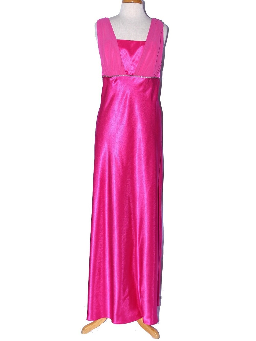 Poly USA 2686 Charmeuse Satin Goddess Bridesmaid Gown-Size M- FUCHSIA-NEW W/Tags